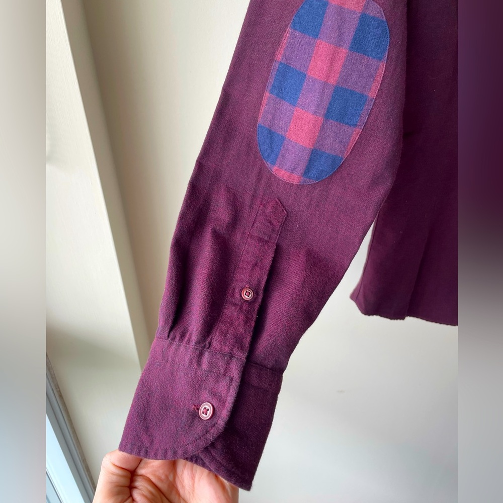 🔥👕 Massimo Dutti Burgundy Shirt with Elbow Patches